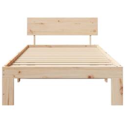 Berkfield Home Durable Bed Frame with Headboard 100x200 cm Solid Pine Wood in Beige - thumbnail 5
