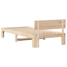 Berkfield Home Durable Bed Frame with Headboard 100x200 cm Solid Pine Wood in Beige - thumbnail 7