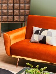 Orsina Innovative Burnt Orange Velvet Sofa Bed, Velvet Upholstered Sofa Bed, Sleeper Sofa With Gold Finish Legs - Size: 2 Seater - thumbnail 4