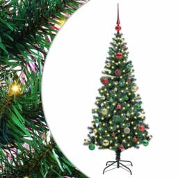 Berkfield Home Artificial Pre-lit Christmas Tree Green 150 cm PVC & Metal - thumbnail 2