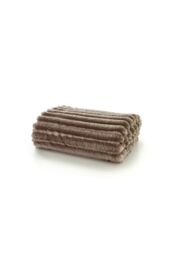 Deyongs Alnwick Supersoft Plush Cosy Autumn Ribbed Throw - 140x180cm in Taupe - Size: 140 cm x 180 cm - thumbnail 2