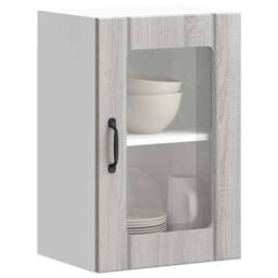Berkfield Home Kitchen Wall Cabinet with Glass Door Lucca Grey Sonoma - thumbnail 2