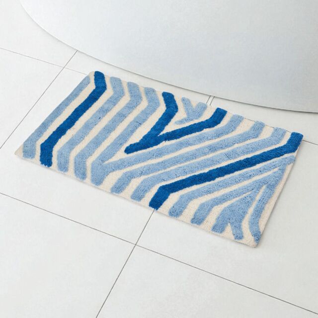 Showerdrape Barbican 100% Cotton Blue Anti-Slip Bath Mat 800 x 500mm - image 1