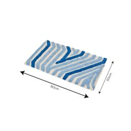 Showerdrape Barbican 100% Cotton Blue Anti-Slip Bath Mat 800 x 500mm - thumbnail 2