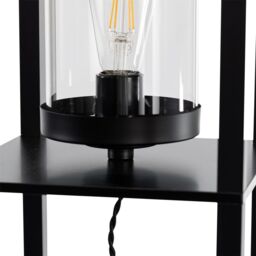 First Choice Lighting Giles - Shelved Unit Floor Lamp with Glass Shade in Black - thumbnail 5