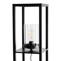 First Choice Lighting Giles - Shelved Unit Floor Lamp with Glass Shade in Black - thumbnail 4