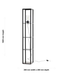 First Choice Lighting Giles - Shelved Unit Floor Lamp with Glass Shade in Black - thumbnail 8