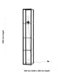 First Choice Lighting Giles - Shelved Unit Floor Lamp with Glass Shade in Black - thumbnail 7