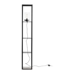 First Choice Lighting Giles - Shelved Unit Floor Lamp with Glass Shade in Black - thumbnail 2