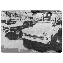 Benjamin Tate Design Cool Cars Satin Silver Rug in Natural - Size: Large - thumbnail 1