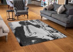 Benjamin Tate Design Cool Cars Satin Silver Rug in Natural - Size: Large - thumbnail 2