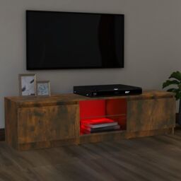 Berkfield Home TV Cabinet with LED Lights Smoked Oak 120x30x35.5 cm in Brown - thumbnail 3