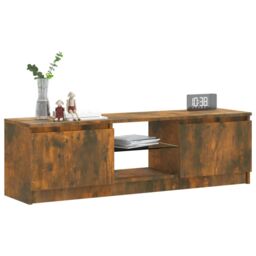 Berkfield Home TV Cabinet with LED Lights Smoked Oak 120x30x35.5 cm in Brown - thumbnail 6