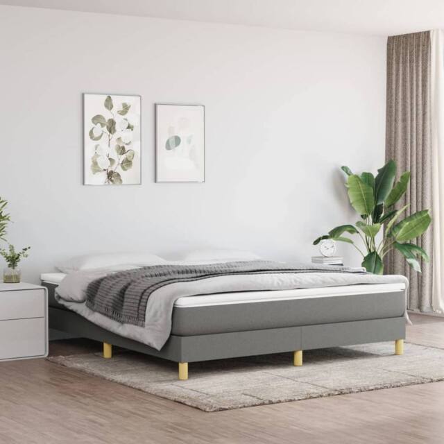 Berkfield Home Box Spring Bed Frame Dark Grey 180x200 cm Super King Fabric - image 1