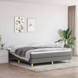 Berkfield Home Box Spring Bed Frame Dark Grey 180x200 cm Super King Fabric - thumbnail 1