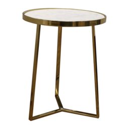 Balterley Round 3 Leg Coffee Table with Marble Top, 400mm x 510mm Brass/Marble in Metallics