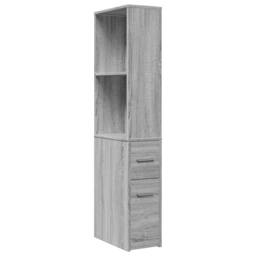 Berkfield Home Narrow Bathroom Cupboard with Wheels Grey Sonoma Engineered Wood - thumbnail 1