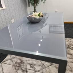 KOSY KOALA Dining Table Grey Glass Kitchen Place for 6 Seats Dining Table Only - thumbnail 9