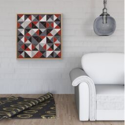Warren Reed - Designer Grey Red Triangle Geometric Framed Canvas in Light Brown - Size: w40 inch x h40 inch - thumbnail 2