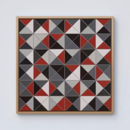 Warren Reed - Designer Grey Red Triangle Geometric Framed Canvas in Light Brown - Size: w40 inch x h40 inch - thumbnail 1