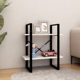 Berkfield Home 2-Tier Book Cabinet White 60x30x70 cm Solid Pine Wood - Size: 60 x 30 x 70 cm - thumbnail 3