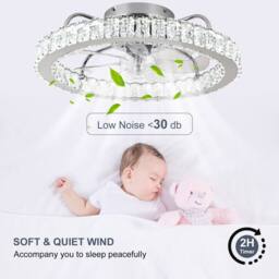 NIVOR 50cm Dimmable Crystal Ceiling Fan with LED Light & Remote/APP Chrome in Metallic Silver - thumbnail 5