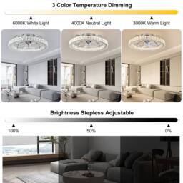 NIVOR 50cm Dimmable Crystal Ceiling Fan with LED Light & Remote/APP Chrome in Metallic Silver - thumbnail 3