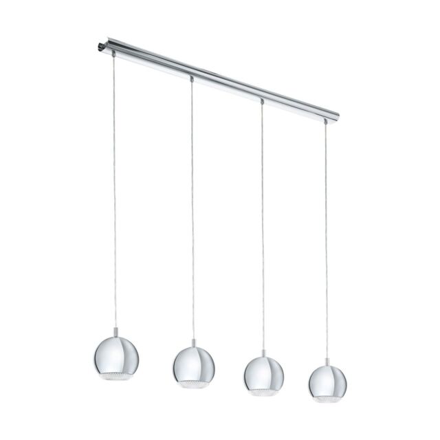 Loops Pendant Ceiling Light Colour Chrome Shade Clear Plastic Bulb GU10 4x3.3W - image 1