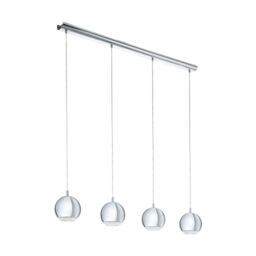Loops Pendant Ceiling Light Colour Chrome Shade Clear Plastic Bulb GU10 4x3.3W - thumbnail 1