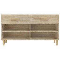 Berkfield Home Shoe Cabinet Sonoma Oak 102x35x55 cm Engineered Wood in Brown - Size: 102 x 35 x 55 cm - thumbnail 6