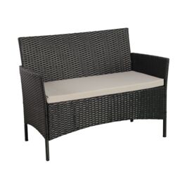 Leaper 4PCS Outdoor Patio Garden Rattan Furniture Set With Cushions in Black - thumbnail 3