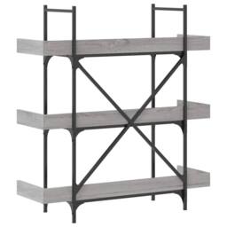 Berkfield Home Bookcase 3-Tier Grey Sonoma 100x33x108.5 cm Engineered Wood - thumbnail 6