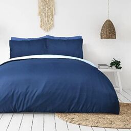 Smart Living Luxury Hotel Quality Reversible Ribbed Velvet Duvet Cover with Pillowcases in Blue - Size: King - thumbnail 2