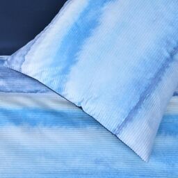 Smart Living Luxury Hotel Quality Reversible Ribbed Velvet Duvet Cover with Pillowcases in Blue - Size: King - thumbnail 6