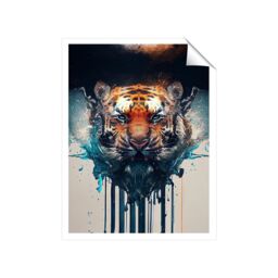 "Warren Reed - Designer Tiger Face Splashart Unframed Art Print - Size: W16"" x H24""" - thumbnail 2