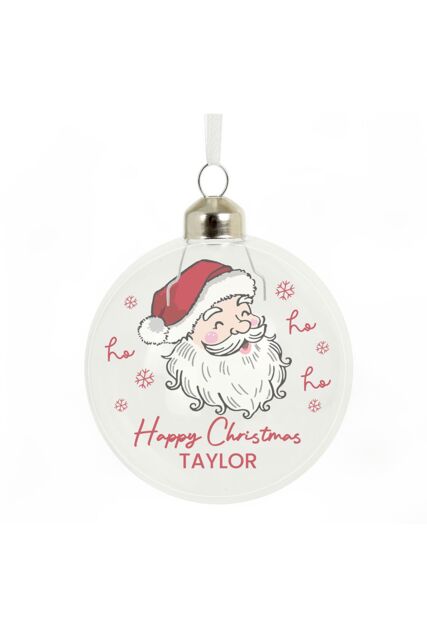 Personalised Memento Company Personalised Santa Glass Bauble in Clear - image 1