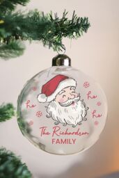 Personalised Memento Company Personalised Santa Glass Bauble in Clear - thumbnail 4