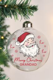 Personalised Memento Company Personalised Santa Glass Bauble in Clear - thumbnail 3