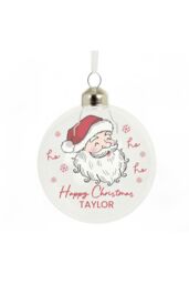 Personalised Memento Company Personalised Santa Glass Bauble in Clear