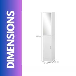 FURNOS Tall Bathroom Storage Cupboard With Mirror in White - thumbnail 5