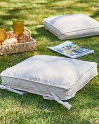 Dibor Set of 4 Beige Summer Outdoor Garden Chair Seat Pad Cushions W41 x L41cm - thumbnail 1