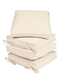 Dibor Set of 4 Beige Summer Outdoor Garden Chair Seat Pad Cushions W41 x L41cm - thumbnail 2