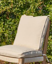 Dibor Set of 4 Beige Summer Outdoor Garden Chair Seat Pad Cushions W41 x L41cm - thumbnail 3