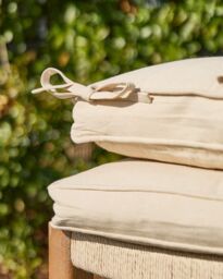 Dibor Set of 4 Beige Summer Outdoor Garden Chair Seat Pad Cushions W41 x L41cm - thumbnail 4