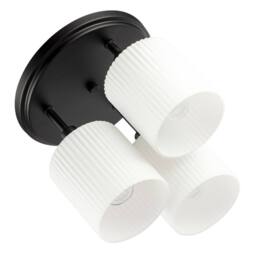 Happy Homewares Designer Semi Flush Ceiling Light with Fluted Opal Glass Shades in Black - thumbnail 5