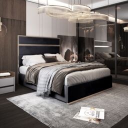 Casani Bentley Upholstered Soft Velvet Metal Bed Frame in Black - Size: Super King - thumbnail 1