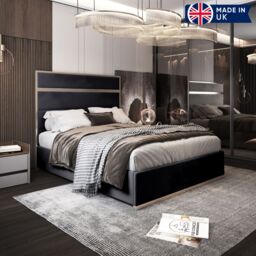 Casani Bentley Upholstered Soft Velvet Metal Bed Frame in Black - Size: Super King - thumbnail 5