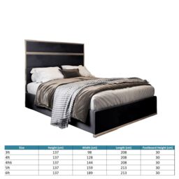 Casani Bentley Upholstered Soft Velvet Metal Bed Frame in Black - Size: Super King - thumbnail 4