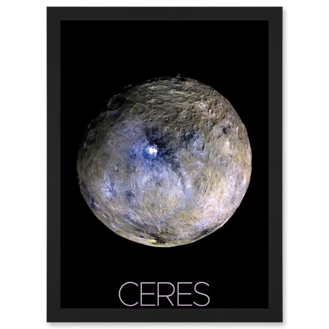 Artery8 NASA Dwarf Planet Ceres False-Color Poster Artwork Framed Wall Art Print A4 in Black - image 1