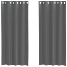 Berkfield Home Voile Curtains with Grommets 2 pcs Dark Grey 140x225 cm - thumbnail 2